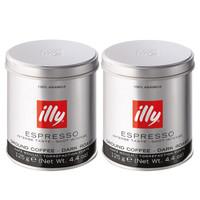 意大利进口 意利（illy）浓缩咖啡粉125g（深度烘焙）*2罐组合装 *4件