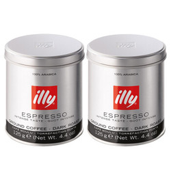 意大利进口 意利（illy）浓缩咖啡粉125g（深度烘焙）*2罐组合装 *3件