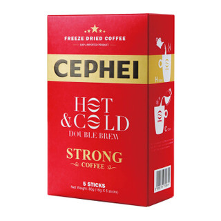 马来西亚进口 奢斐(CEPHEI)冷热双泡特浓速溶咖啡饮料5支装 80g 冻干咖啡粉