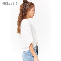 Forever21 纯色系带V领宽松短袖衫女