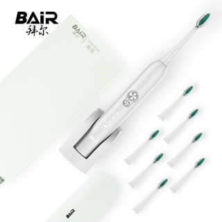 拜尔 BAIR 电动牙刷成人   智能声波震动充电式软毛X6 白色（主机 8个刷头）