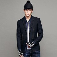 太平鸟 B1BB64312 男士平驳领可拆卸领针两粒扣西服