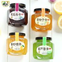 花圣 四瓶装果茶 蜂蜜果茶酱 (238g*4、柚子味、 柠檬味、 芦荟味、 蓝莓味 、瓶装)