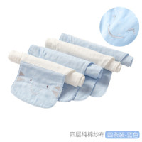 好孩子(GB) 吸汗巾 婴儿宝宝新生儿 夏季全棉卡通 畅想曲纱布吸汗巾四条装蓝色 *2件