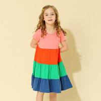 IK印象童年宝宝蓬蓬公主裙2019夏装新款无袖荷叶边撞色女小中童可爱连衣裙