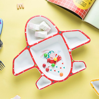 宝宝餐盘儿童餐具吃饭陶瓷创意卡通飞机盘子碗可爱分隔家用分格盘