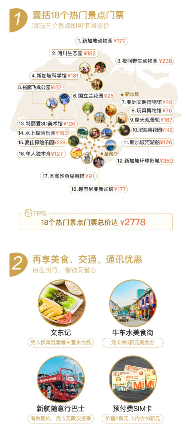 18个景点通玩!新加坡4钻酒店1晚+狮城全景通两日卡