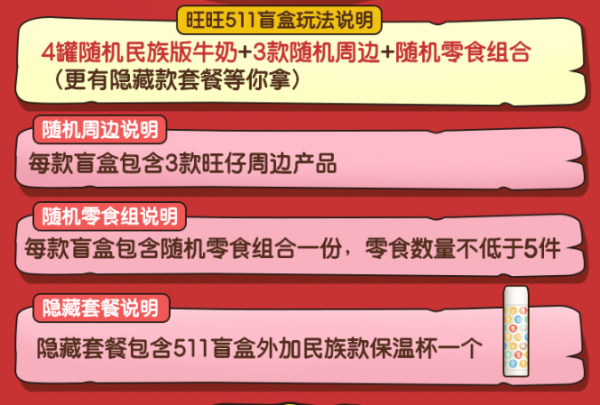 旺旺 56个民族旺仔牛奶罐盲盒(含4罐随机民族版牛奶+随机周边+随机零食)