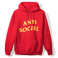 ANTI SOCIAL SOCIAL CLUB ASSC ASSW338 中性款红色黄字连帽卫衣