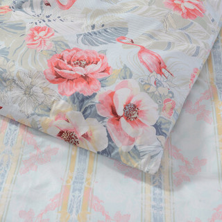 富安娜出品 圣之花 全棉印花四件套 纯棉斜纹套件 双人床单被套 1.8米床 被套230*229cm