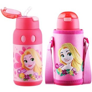 迪士尼（Disney）儿童吸管杯 不锈钢保温杯男女学生水杯子 两用礼盒装500ml粉色公主 *2件
