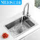 NILLOS尼洛施 水槽单槽304不锈钢厨房加厚洗菜盆家用洗菜池大单槽