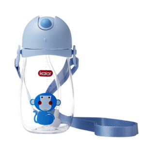 kalar 重力球吸管杯 6-12个月婴儿学饮杯  tritan儿童宝宝水杯 蓝色背带款300ml