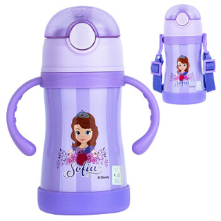 迪士尼（Disney）宝宝吸管杯学饮杯 儿童保温杯婴儿水杯316不锈钢水壶 紫色苏菲亚 *2件
