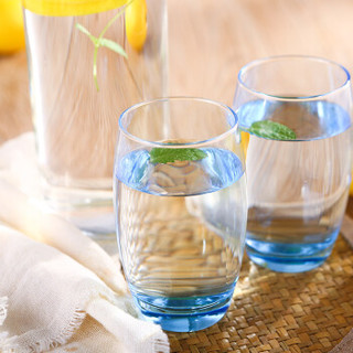 乐美雅（Luminarc）无铅玻璃凝彩杯壶套装 果汁冷水壶 鹿特丹壶凝彩水具（冰蓝） 5件套