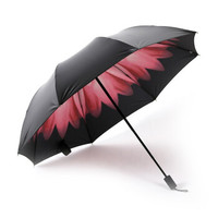 移动端：百盛洋伞 黑胶时尚摩登印花小黑伞晴雨两用雨伞