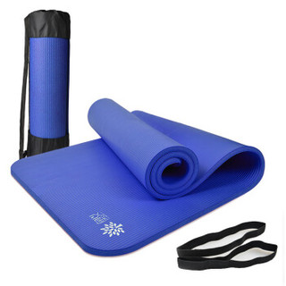 奥义瑜伽垫 加厚15mm舒适防硌健身垫 高密度防滑加长男女运动垫子 深蓝（含绑带网包）