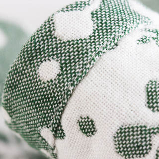 三利 纯棉提花纱布枕巾2条装 AB版正反两用 50×75cm 碎花元素-墨绿色