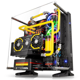 Tt(Thermaltake)Core P3 黑色 开放式机箱(为MOD水冷设计/支持长显卡/可壁挂/双U3/游戏水冷机箱)