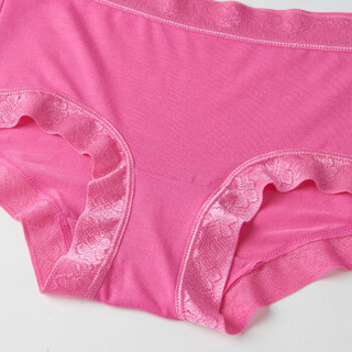 莫代尔 女士内裤女蕾丝纯色莫代尔三角裤4条  玫红+杏色+粉色+浅紫  礼盒装 M(160/85)