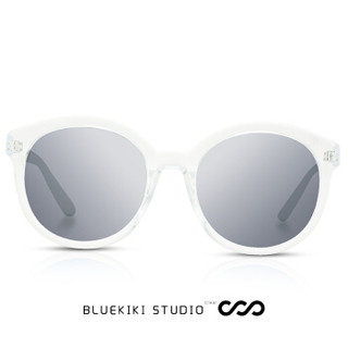 蓝其（Bluekiki)偏光太阳镜女款时尚圆框彩膜墨镜驾驶镜女 7002透明框水银