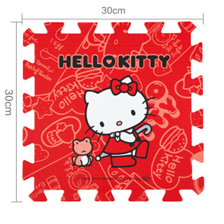 明德Meitoku HelloKitty泡沫地垫 PE泡沫垫 宝宝爬行垫 红+白色拼图地垫 儿童拼接地垫30*30*1cm(9片装)