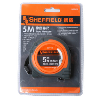 钢盾（SHEFFIELD）S077105 全包胶橡塑公制钢卷尺 测量工具尺子 5m*19mm