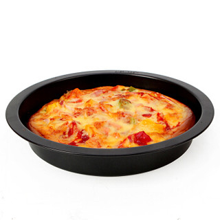 CHEFMADE 学厨 8寸深款披萨盘 烤盘模具 黑色圆形家用pizza盘 直径23cm*高3.1cm 不粘涂层 烤箱烘焙模具 WK9701S