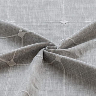 FOOJO窗帘刺绣格纹客厅卧室落地式布艺窗帘成品 2米宽*2.7米高