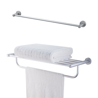 安住（Enzorodi）ERDT063CP-1 太空铝免钉浴室挂件 毛巾架 浴巾架 厕纸架置物篮 马桶刷 六件套