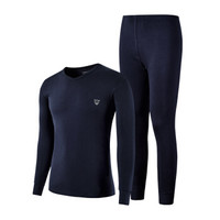 PLAYBOY 花花公子 秋衣秋裤男 保暖内衣男 打底衫 男士内衣 D9188 棉毛衫棉毛裤套装 纯棉薄款 藏青(V领) L