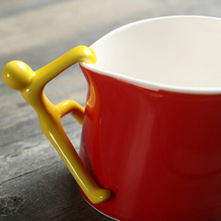 依帝欧EDO 创意咖啡杯套装 杯碟带勺 陶瓷杯子红色TH6019