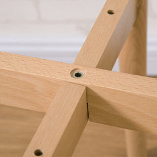 家逸 凳子实木 布艺矮凳餐桌凳 创意梳妆凳 绿面棕色