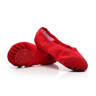 情妮娇 成人幼儿童舞蹈鞋软底练功鞋女童猫爪鞋跳舞鞋帆布瑜伽鞋芭蕾舞鞋10款大红色36码