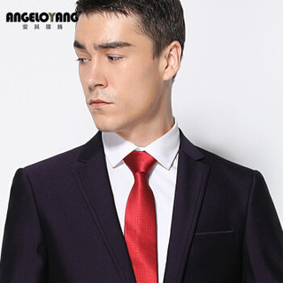 安其罗扬（ANGELOYANG）西服套装男 韩版商务休闲职业装修身男士西装套装  6722 紫色 XXL/185C