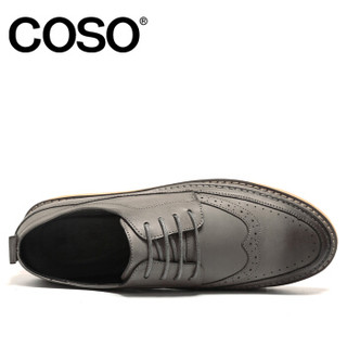 COSO 英伦布洛克耐磨复古百搭系带休闲鞋 C8771 灰色 39码