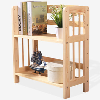 香可 书架实木组合书架书柜简易松木书架层架置物架原木两层
