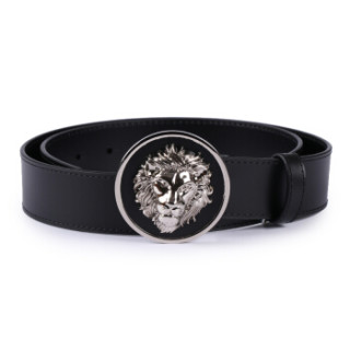 范思哲 范瑟丝 versace versus 奢侈品 男士黑色皮质狮头板扣皮带腰带