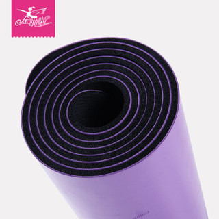 金啦啦5mm天然橡胶专业男女初学者加宽68瑜珈垫防滑瑜伽垫土豪垫子 瑾紫/体位线(送背包绑带）