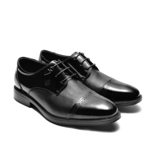 宾度（J.Benato）商务正装鞋 英伦男士皮鞋系带三接头尖头英伦男鞋 黑色 37
