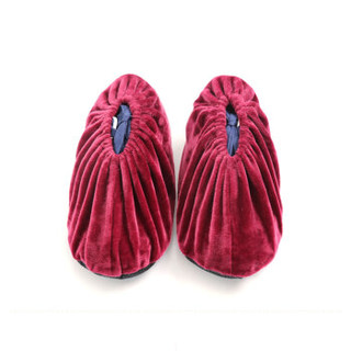 加加林 JAJALIN 绒布鞋套家用10双装可反复洗 学生脚套室内耐磨加厚防滑底 机房鞋套 酒红色