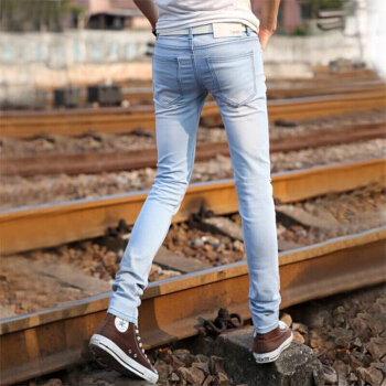 Bejirog 北极绒 韩版修身休闲纯色小脚裤长裤弹力男裤子 8188