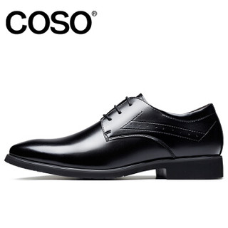 COSO C819 男士商务正装鞋韩版透气牛皮休闲皮鞋男 C819 (黑色、43码)