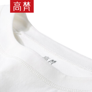 高梵春夏装时尚纯色宽松七分袖T恤女韩版上衣女装 G1180033 白色 160/M