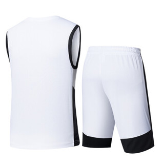 QIAODAN 乔丹 男装运动套装篮球服短袖短裤两件套 XNT2382101 白色 M