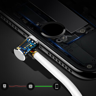ESCASE苹果数据线 iPhoneXsMax充电线XR8/7/6SPlus5手机iPad适用原装充电器线1米USB电源线2.4A弯头C10白