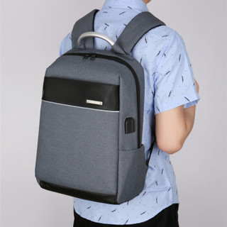NBC 双肩电脑包15.6英寸商务防水笔记本背包 时尚休闲充电旅行书包 NB400M 时尚灰色