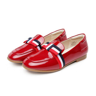 天美意（TEENMIX）童鞋女童鞋时尚公主鞋儿童彩色织带单鞋DX0267 红色 36码