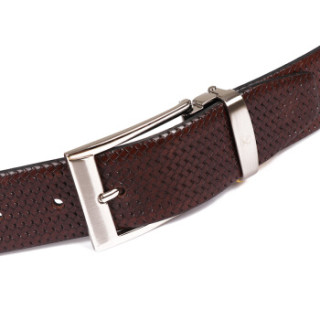 商品canali康纳利男士深棕色牛皮头层革银色针扣皮带腰带50ka
