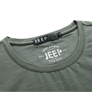 吉普（JEEP）圆领T恤长袖男装青年男士商务休闲打底衫男上衣2019春季新款11830705006 豆绿色 XL